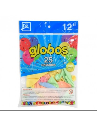 GLOBOS  X25 12" PASTEL